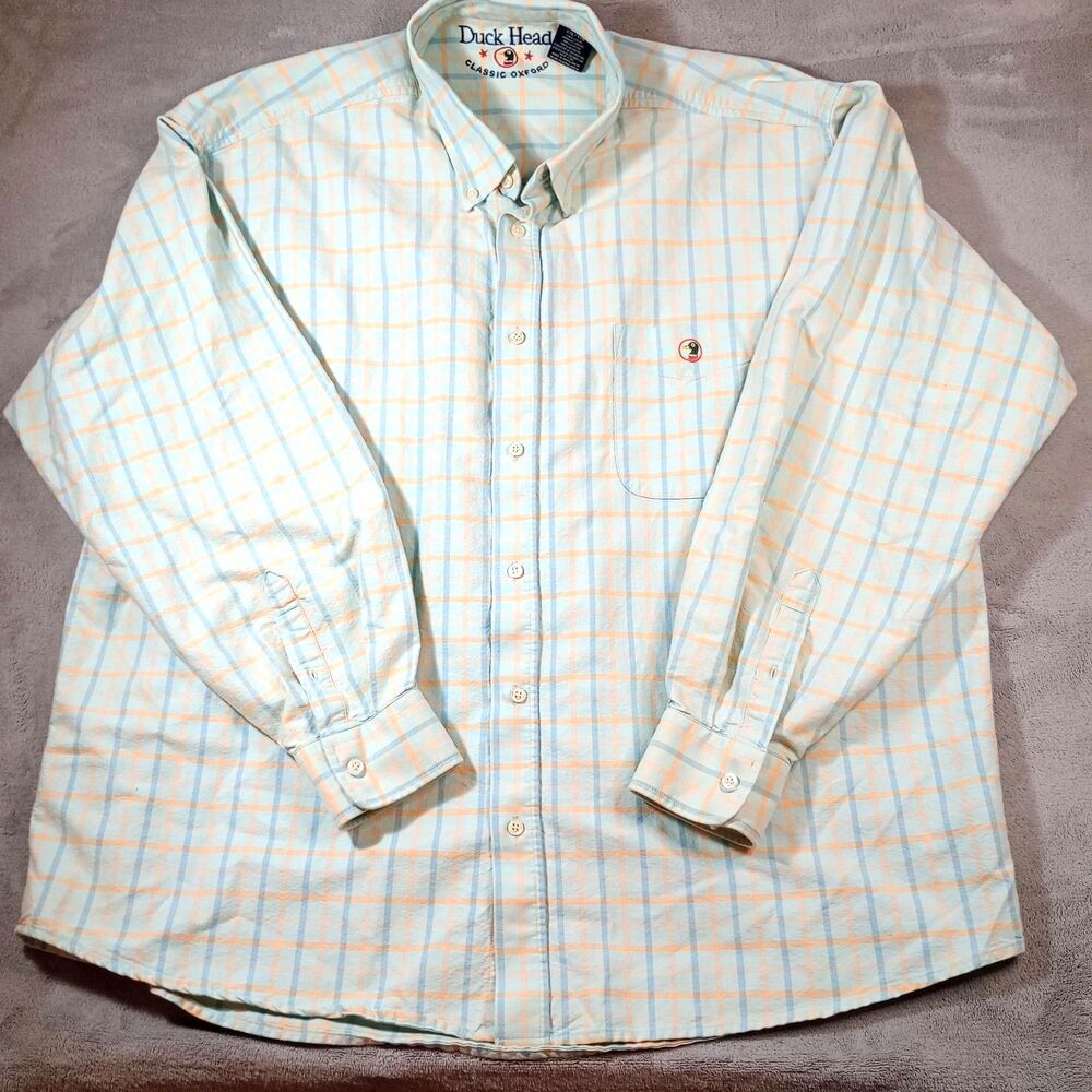 Duck Head Classic Oxford Plaid Shirt XXL Pastel Preppy Grandpacore Coastal
